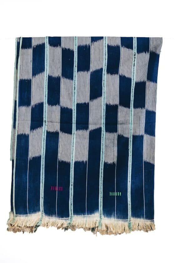 Fade White Dark Blue Fabric - Image 1