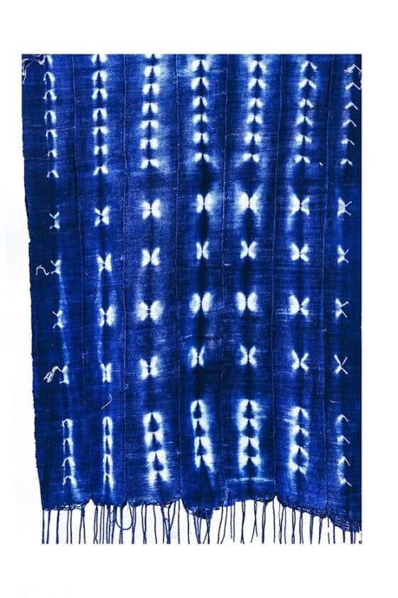 White Butterfly Blue Fabric - Image 1