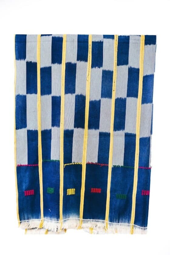 Yellow Strips Blue Fabric - Image 1