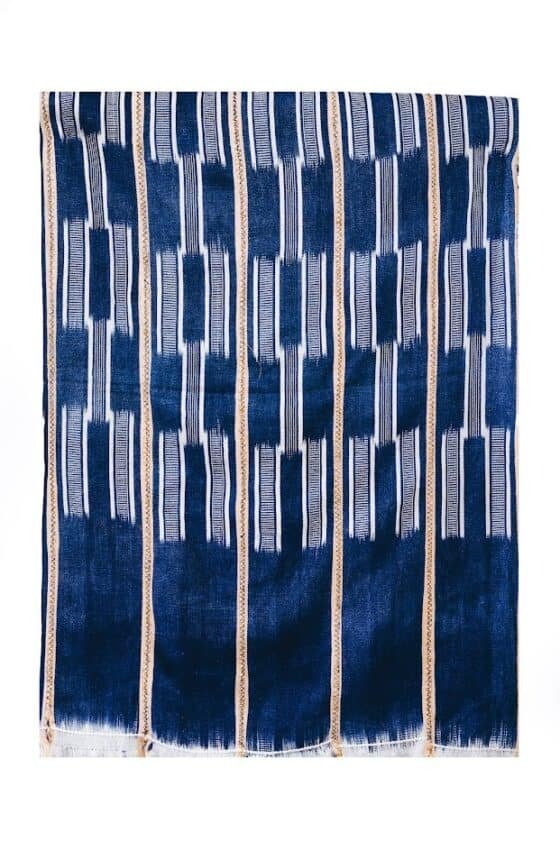 White Strips Blue Fabric - Image 1