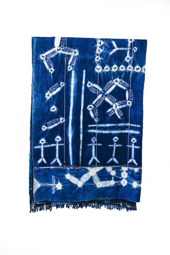 White Designed Blue Fabric - Image 1