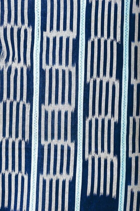 White Strips Dark Blue Fabric - Image 1